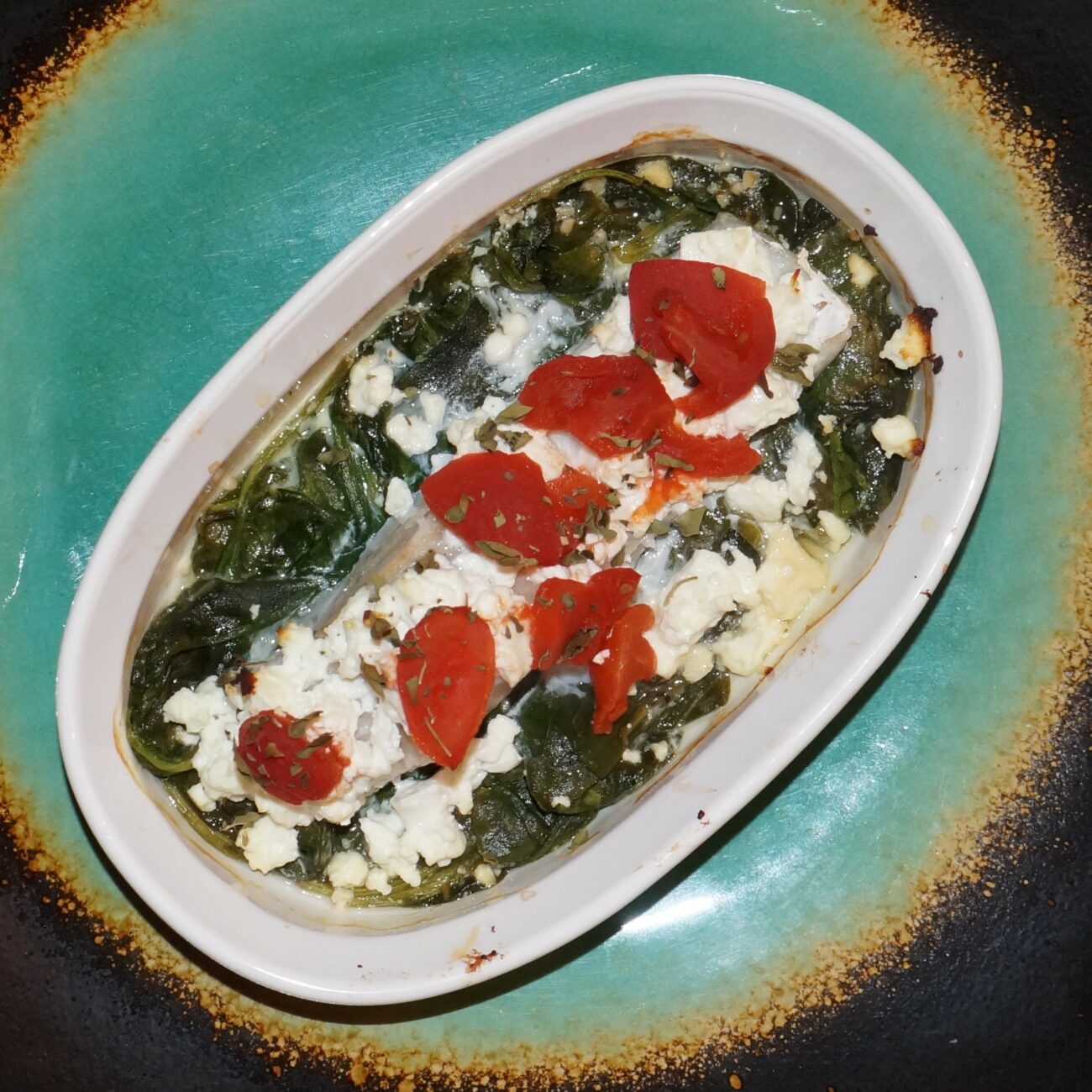 Baked Cod with feta and thyme