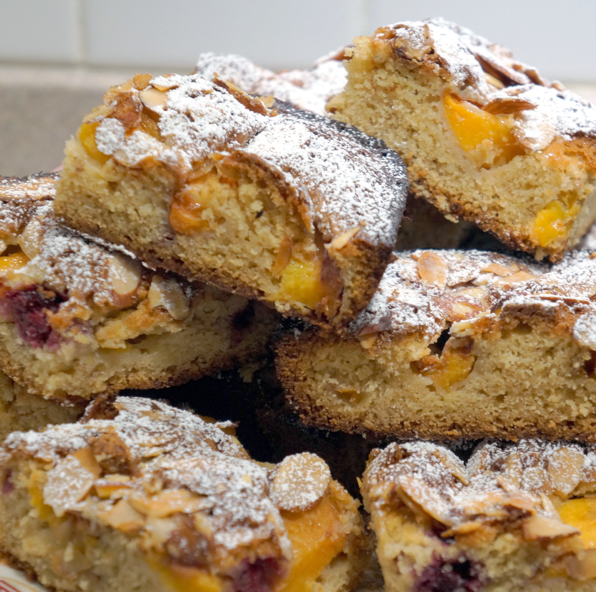 Peach melba squares