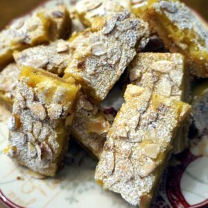 lemon toasted almond shortbread bars