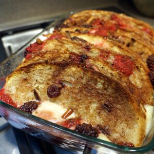 summer berry bread and butter pudding