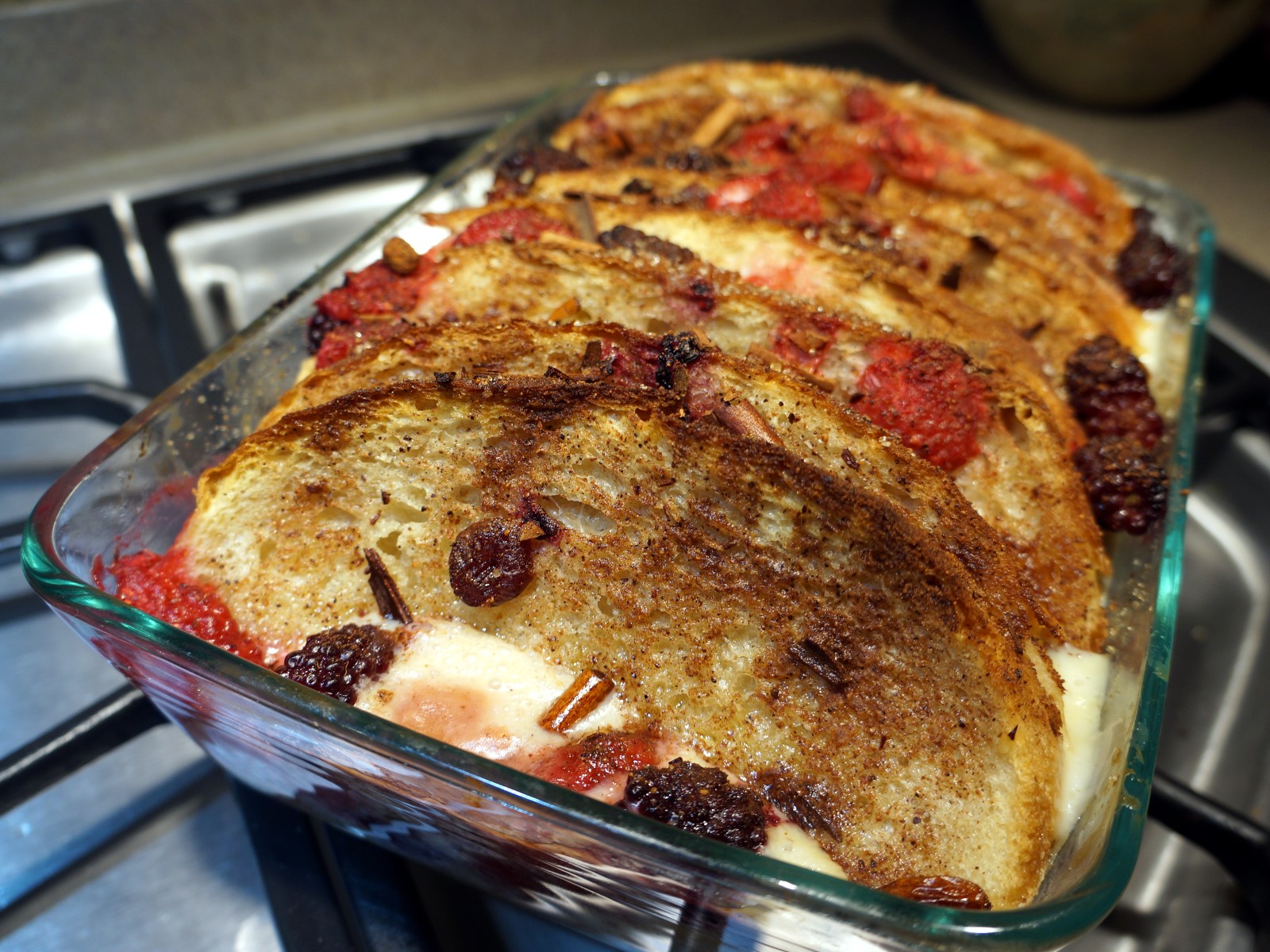 summer berry bread and butter pudding