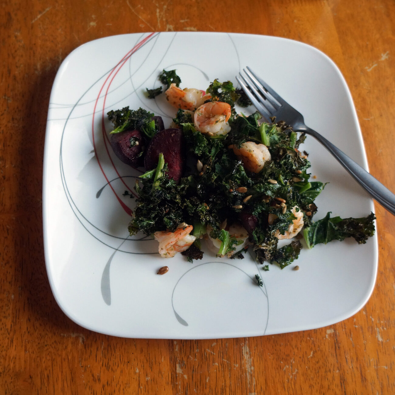 Shrimp, Kale and Beet Sheet Pan Dinner