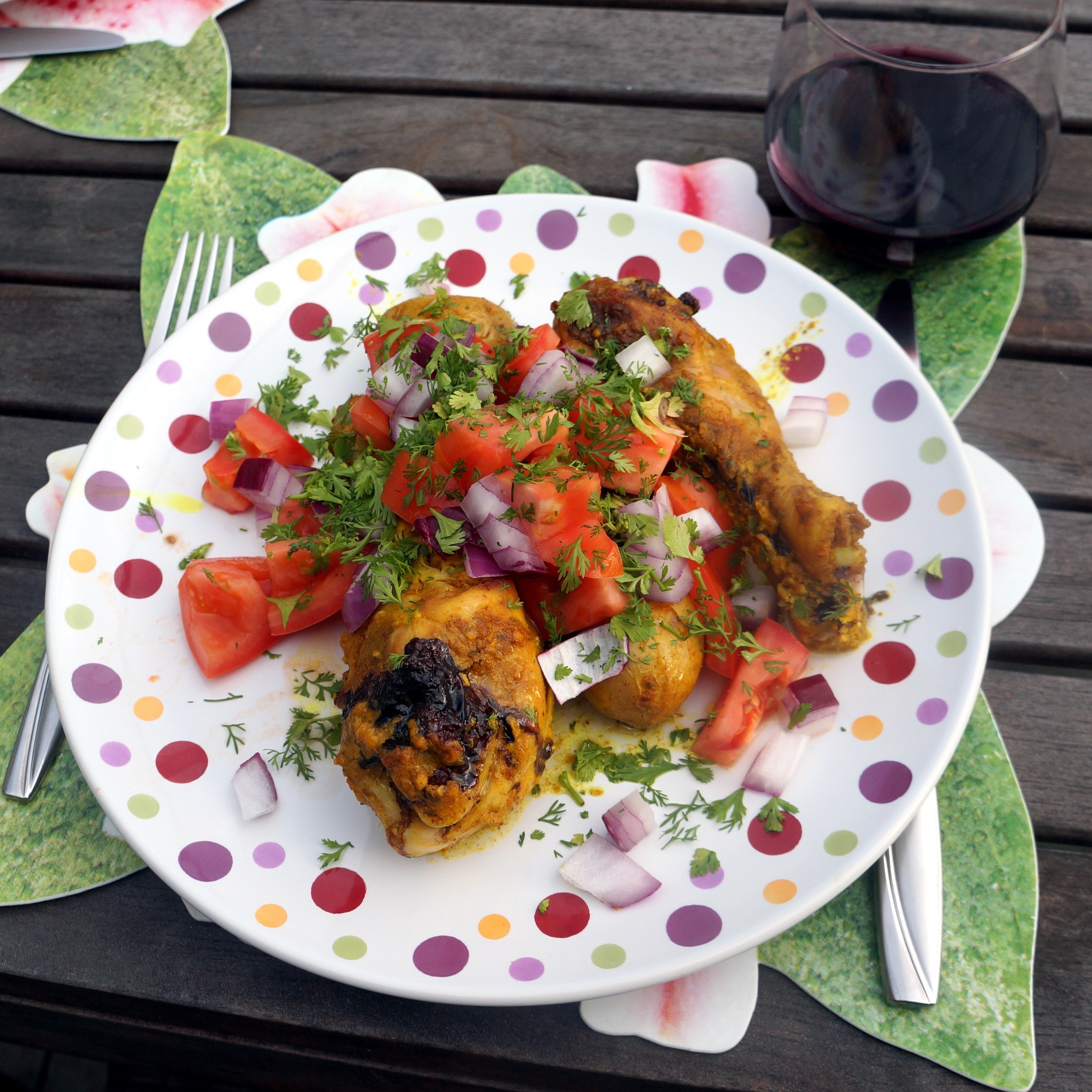 curried drumsticks with new potatoes