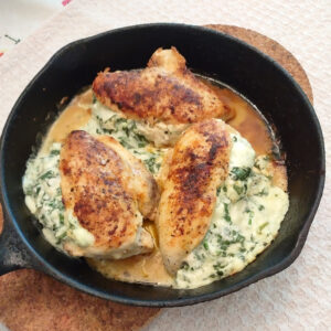 Cheesy spinach stuffed chicken breast