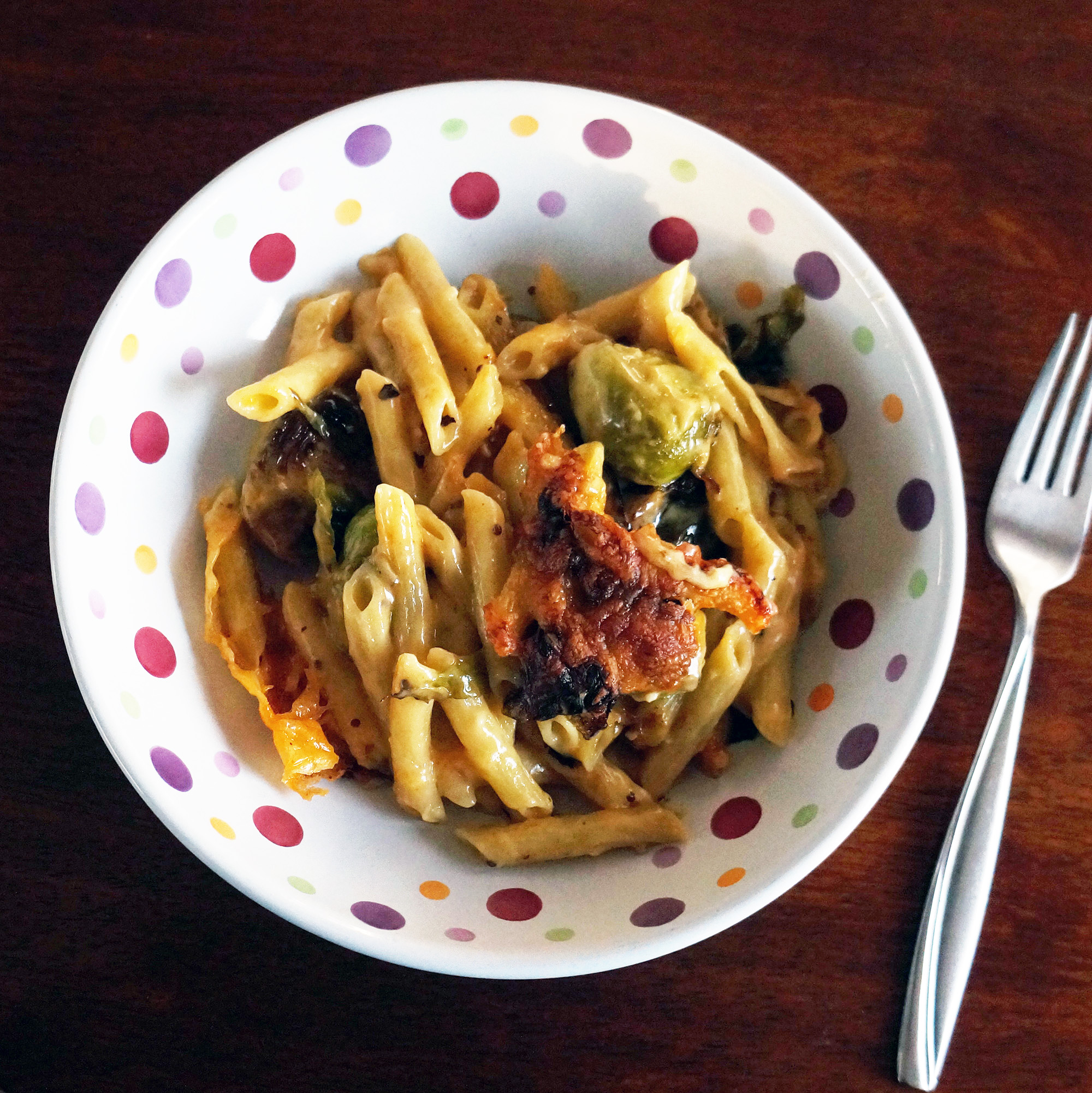 Sprouts with Cheddar and Penne