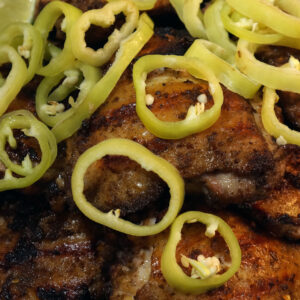 grilledd chicken with pepper rings