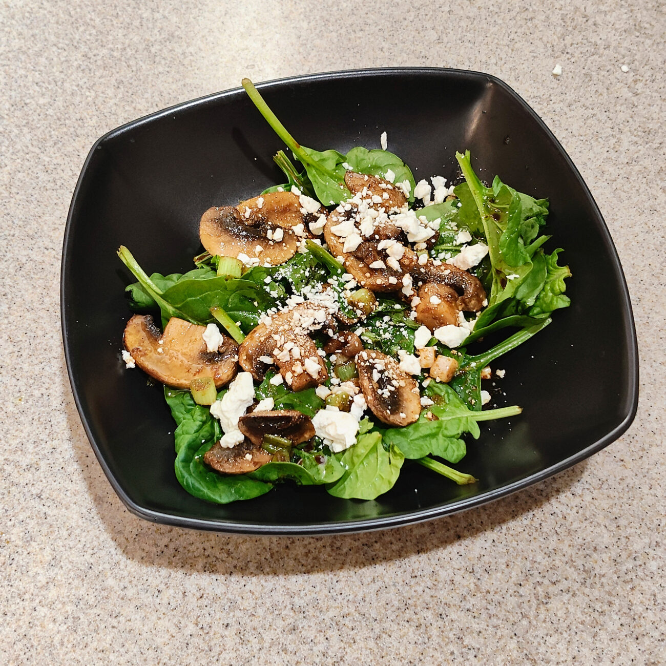 Balsamic Spinach Salad With Mushrooms And Feta