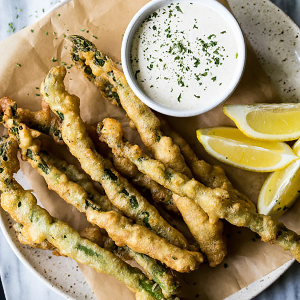 Asparagus Tempura with Horseradish Cream Sauce